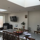 Stunning finished open plan kitchen with a pair of roof lights